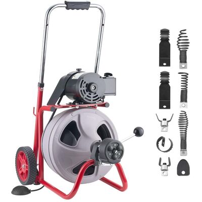 VEVOR - Drain Cleaner Machine 100 FT x 3/8 Inch, Auto Feed Sewer Snake Drain Auger on Wheels, Portable Drain Cleaning Machine VEVOR - Drain Cleaner Machine 100 FT x 3/8 Inch, Auto Feed Sewer Snake Drain Auger on Wheels, Portable Drain Cleaning Machine
