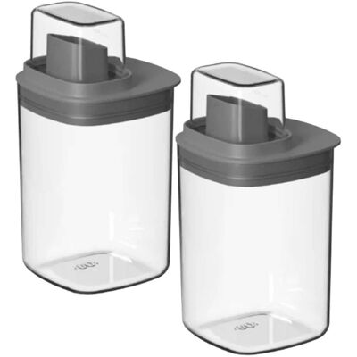 OU - 34 oz 2‑Pack Clear Laundry Detergent Dispenser with Measuring Cap, Airtight Soap Organizer - Dark Gray OU - 34 oz 2‑Pack Clear Laundry Detergent Dispenser with Measuring Cap, Airtight Soap Organizer - Dark Gray