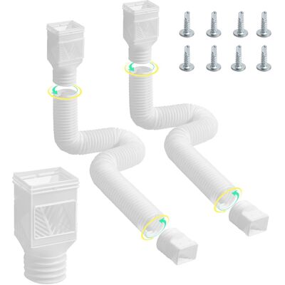 VEVOR - Rain Gutter Downspout Extensions,2-Pack Flexible Downspout Extender,Down Spout Drain Extension Extendable from 22"to 63" - White VEVOR - Rain Gutter Downspout Extensions,2-Pack Flexible Downspout Extender,Down Spout Drain Extension Extendable from 22"to 63" - White