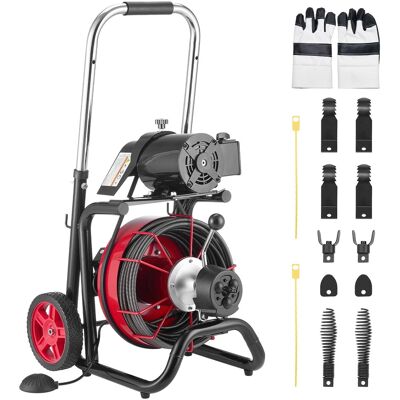 VEVOR - Drain Cleaner Machine 100 FT x 3/8 Inch, Auto Feed Sewer Snake Auger on Wheels - with 8 Cutters & Air-Activated Foot VEVOR - Drain Cleaner Machine 100 FT x 3/8 Inch, Auto Feed Sewer Snake Auger on Wheels - with 8 Cutters & Air-Activated Foot