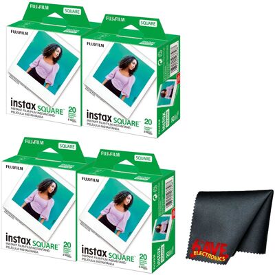 Fuji - instax SQUARE Instant Film (80 Exposures) + Microfiber Cleaning Cloth Fuji - instax SQUARE Instant Film (80 Exposures) + Microfiber Cleaning Cloth