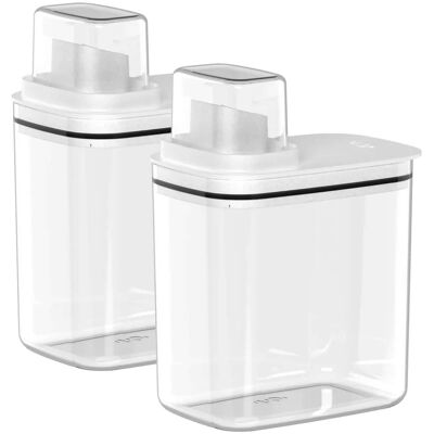 OU - Laundry Detergent Dispenser with Measuring Cap, Liquid Laundry Soap & Fabric Softener Dispenser - Clear OU - Laundry Detergent Dispenser with Measuring Cap, Liquid Laundry Soap & Fabric Softener Dispenser - Clear