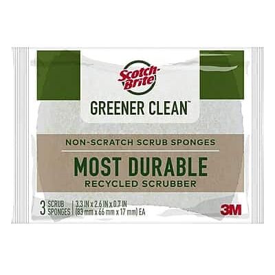 Scotch-Brite - Greener Clean Scrub Sponge, Tan, 3/Pack (97033) - Brown Scotch-Brite - Greener Clean Scrub Sponge, Tan, 3/Pack (97033) - Brown