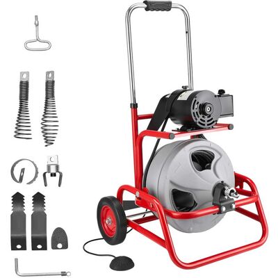 VEVOR - Drain Cleaner Machine 75 FT x 3/8 Inch, Sewer Snake Auger on Wheels, Manual Feed Drain Cleaning Machine VEVOR - Drain Cleaner Machine 75 FT x 3/8 Inch, Sewer Snake Auger on Wheels, Manual Feed Drain Cleaning Machine