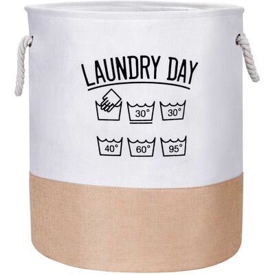 Garnen - 80L Large Collapsible Laundry Basket Bag, Foldable Round Laundry Hamper Basket With Handle, Dirty Clothes Organizer Bin - White Garnen - 80L Large Collapsible Laundry Basket Bag, Foldable Round Laundry Hamper Basket With Handle, Dirty Clothes Organizer Bin - White