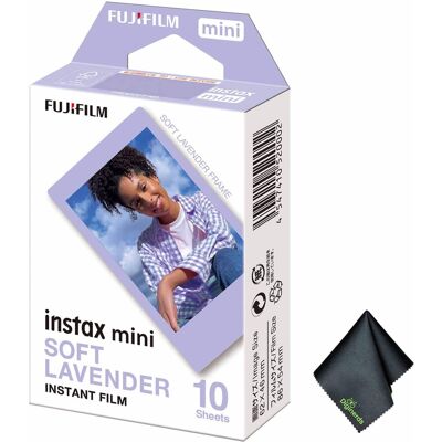 Fuji - INSTAX MINI Instant Film (10 Exposures), Microfiber Cleaning Cloth, Bundle - Soft Lavender Fuji - INSTAX MINI Instant Film (10 Exposures), Microfiber Cleaning Cloth, Bundle - Soft Lavender