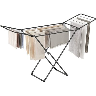 Songmics Home - Clothes Drying Rack, Metal Laundry Drying Rack, Foldable, Free-Standing Airer - Black Songmics Home - Clothes Drying Rack, Metal Laundry Drying Rack, Foldable, Free-Standing Airer - Black