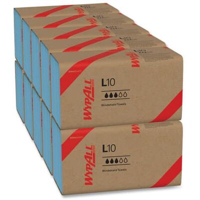 Wybot - WypAll L10 Windshield Towels - 1-Ply - 9.1 x 10.25 - Light Blue - 10 packs/224 sheets Wybot - WypAll L10 Windshield Towels - 1-Ply - 9.1 x 10.25 - Light Blue - 10 packs/224 sheets