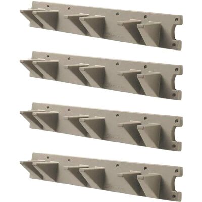 Suncast - 2 Foot Wall Mount Long Handled Garden Tool Hanger Organizer (4 pack) - Platinum Metallic Suncast - 2 Foot Wall Mount Long Handled Garden Tool Hanger Organizer (4 pack) - Platinum Metallic