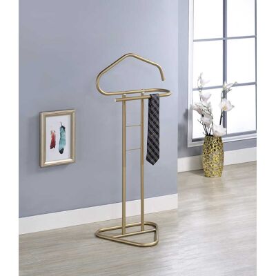 Kings Brand Furniture - Kalblins Metal Clothing Wardrobe Suit Valet Rack Stand - Gold Kings Brand Furniture - Kalblins Metal Clothing Wardrobe Suit Valet Rack Stand - Gold
