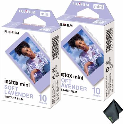 - 2xFUJIFILM INSTAX MINI Soft Lavender Instant Film (10 Exposures), Microfiber Cleaning Cloth, Bundle - 2xFUJIFILM INSTAX MINI Soft Lavender Instant Film (10 Exposures), Microfiber Cleaning Cloth, Bundle