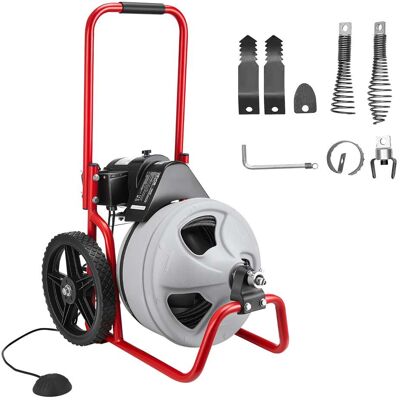 VEVOR - Drain Cleaner Machine 75 FT x 3/8 Inch, Sewer Snake Auger Manual Feed on Wheels, Portable Drain Cleaning Machine VEVOR - Drain Cleaner Machine 75 FT x 3/8 Inch, Sewer Snake Auger Manual Feed on Wheels, Portable Drain Cleaning Machine