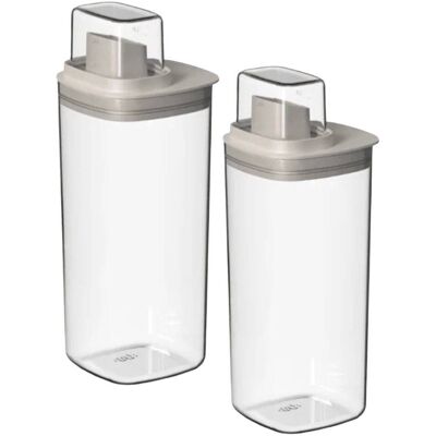 OU - 50 oz 2‑Pack Clear Airtight Dispenser with Measuring Cap, Lightweight Soap & Softener Organizer - Beige OU - 50 oz 2‑Pack Clear Airtight Dispenser with Measuring Cap, Lightweight Soap & Softener Organizer - Beige