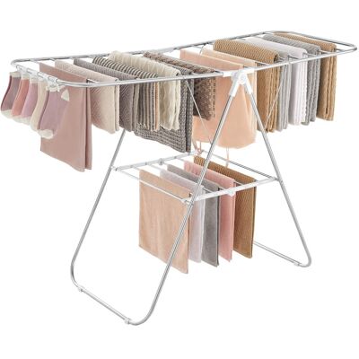 Songmics Home - Clothes Drying Rack, Laundry Rack, Free-Standing Indoor Airer, 21.7 x 58.3 x 39.4 Inches - Silver and White Songmics Home - Clothes Drying Rack, Laundry Rack, Free-Standing Indoor Airer, 21.7 x 58.3 x 39.4 Inches - Silver and White