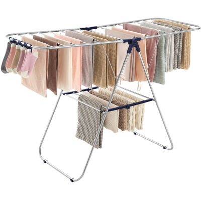 Songmics Home - Clothes Drying Rack, Laundry Rack, Free-Standing Indoor Airer, 21.7 x 58.3 x 39.4 Inches - Silver and Blue Songmics Home - Clothes Drying Rack, Laundry Rack, Free-Standing Indoor Airer, 21.7 x 58.3 x 39.4 Inches - Silver and Blue