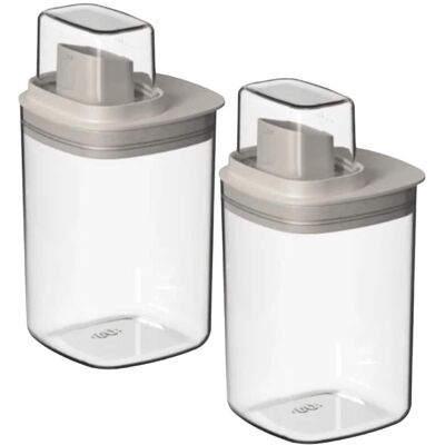 OU - 34 oz 2‑Pack Clear Laundry Detergent Dispenser with Measuring Cap, Airtight Soap Organizer - Beige OU - 34 oz 2‑Pack Clear Laundry Detergent Dispenser with Measuring Cap, Airtight Soap Organizer - Beige