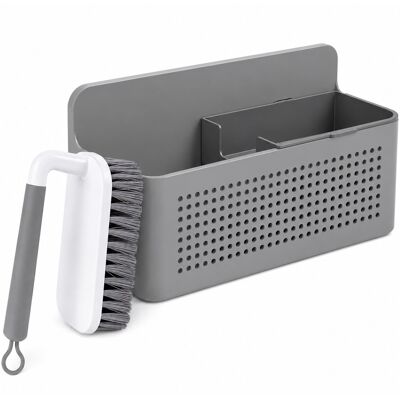 OU - Kitchen Sink Organizer Set, Wall Mounted Caddy with Removable Sponge Tray & Scrub Brush OU - Kitchen Sink Organizer Set, Wall Mounted Caddy with Removable Sponge Tray & Scrub Brush