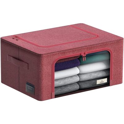 Sorbus - 1 Pack Storage Bins with Metal Frame, Foldable Clothes Organizer Bags, Fabric Containers with Window & Handle - Pink Sorbus - 1 Pack Storage Bins with Metal Frame, Foldable Clothes Organizer Bags, Fabric Containers with Window & Handle - Pink