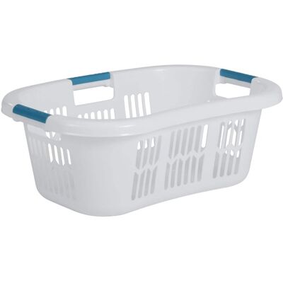 RubberMaid - Large Hip-Hugger Laundry Basket/Hamper, 1.5-Bushel, White, Stackable Storage Bin/Organizer for Bathroom/Bedro RubberMaid - Large Hip-Hugger Laundry Basket/Hamper, 1.5-Bushel, White, Stackable Storage Bin/Organizer for Bathroom/Bedro