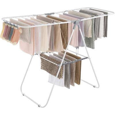 Songmics Home - Clothes Drying Rack, Laundry Rack, Free-Standing Indoor Airer, 21.7 x 58.3 x 39.4 Inches - White and Gray Songmics Home - Clothes Drying Rack, Laundry Rack, Free-Standing Indoor Airer, 21.7 x 58.3 x 39.4 Inches - White and Gray
