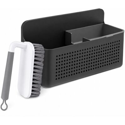 OU - Kitchen Sink Organizer Set, Wall Mounted Caddy with Removable Sponge Tray & Scrub Brush OU - Kitchen Sink Organizer Set, Wall Mounted Caddy with Removable Sponge Tray & Scrub Brush