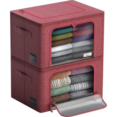 Sorbus - Storage Bins with Metal Frame, Stackable & Foldable Clothes Organizer Bags, Fabric Storage Containers - Pink Sorbus - Storage Bins with Metal Frame, Stackable & Foldable Clothes Organizer Bags, Fabric Storage Containers - Pink