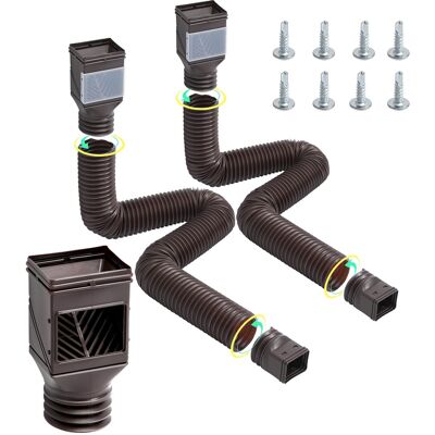 VEVOR - Rain Gutter Downspout Extensions,2-Pack Flexible Downspout Extender,Down Spout Drain Extension Extendable from 22"to 63" - Brown VEVOR - Rain Gutter Downspout Extensions,2-Pack Flexible Downspout Extender,Down Spout Drain Extension Extendable from 22"to 63" - Brown