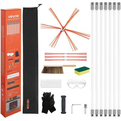 VEVOR - Chimney Cleaning Kit, 23 ft Extendable Length Brush with Replacement Bristles & Safety Goggles, Flexible Design VEVOR - Chimney Cleaning Kit, 23 ft Extendable Length Brush with Replacement Bristles & Safety Goggles, Flexible Design