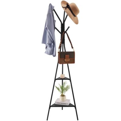 VEVOR - Coat Rack, Freestanding Coats Rack Stand with 2 Shelves & 6 Hooks, Free Standing Hall Coat Tree for Entryway, Bedroom - Black VEVOR - Coat Rack, Freestanding Coats Rack Stand with 2 Shelves & 6 Hooks, Free Standing Hall Coat Tree for Entryway, Bedroom - Black