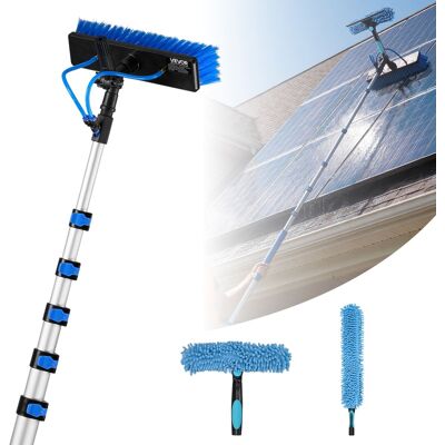 VEVOR - Solar Panel Cleaning Kit, 39 ft, Water Fed Pole Kit with Cleaning Brush, Soap Dispenser, Extendable Aluminum Telescopic - Silver + Blue VEVOR - Solar Panel Cleaning Kit, 39 ft, Water Fed Pole Kit with Cleaning Brush, Soap Dispenser, Extendable Aluminum Telescopic - Silver + Blue