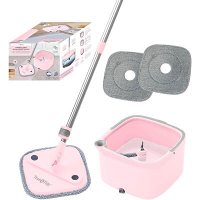True & Tidy - Spin Mop And Bucket True Clean System - ROSE True & Tidy - Spin Mop And Bucket True Clean System - ROSE