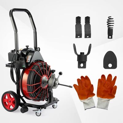 Winado - 100FT x 1/2 Inch Drain Cleaner Machine Auger Cleaning Auto Feed with Wheels, 4 Interchangeable Cutters, 1 Pair of Gloves Winado - 100FT x 1/2 Inch Drain Cleaner Machine Auger Cleaning Auto Feed with Wheels, 4 Interchangeable Cutters, 1 Pair of Gloves