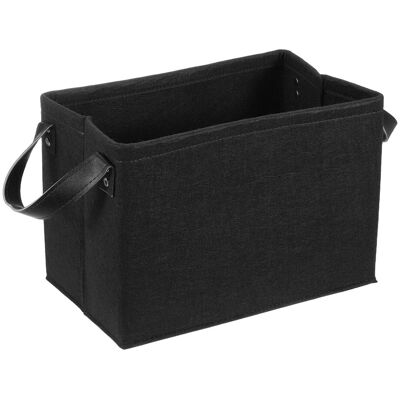 Unique Bargains - Felt Storage Basket, 15x11x9 Inch Collapsible with PU Handle Foldable Blanket Basket for Closet Laundry - Black Unique Bargains - Felt Storage Basket, 15x11x9 Inch Collapsible with PU Handle Foldable Blanket Basket for Closet Laundry - Black