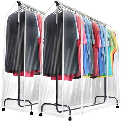 Sorbus - Cover for Garment Rack - 6 Ft Transparent Clothes Rack Cover, Garment Coat Hanger Protector Dustproof Waterproof - Frosted White 2 Pack Sorbus - Cover for Garment Rack - 6 Ft Transparent Clothes Rack Cover, Garment Coat Hanger Protector Dustproof Waterproof - Frosted White 2 Pack