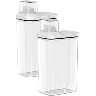 OU - Laundry Detergent Dispenser with Measuring Cap, Liquid Laundry Soap Dispenser w Drip Return Lid - Clear OU - Laundry Detergent Dispenser with Measuring Cap, Liquid Laundry Soap Dispenser w Drip Return Lid - Clear