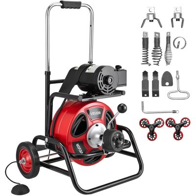 VEVOR - Drain Cleaner Machine 100 FT x 1/2 Inch, Auto Feed Sewer Snake Auger, Portable Drain Cleaning Machine VEVOR - Drain Cleaner Machine 100 FT x 1/2 Inch, Auto Feed Sewer Snake Auger, Portable Drain Cleaning Machine