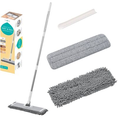 True & Tidy - Wet And Dry Dust Mop With 2 Cleaning Pads - Gray True & Tidy - Wet And Dry Dust Mop With 2 Cleaning Pads - Gray