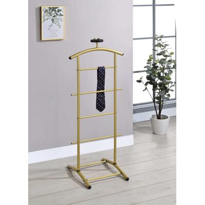 Kings Brand Furniture - Metal Suit Valet Stand with Tie Bar, Tray & Trouser Bar, Freestanding Clothes Rack & Jacket Hanger - Gold Kings Brand Furniture - Metal Suit Valet Stand with Tie Bar, Tray & Trouser Bar, Freestanding Clothes Rack & Jacket Hanger - Gold
