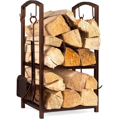 Best Choice Products - 5-Piece Firewood Log Rack Holder Tools Set for Fireplace w/ Hook, Broom, Shovel, Tongs - Copper Best Choice Products - 5-Piece Firewood Log Rack Holder Tools Set for Fireplace w/ Hook, Broom, Shovel, Tongs - Copper