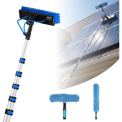 VEVOR - Solar Panel Cleaning Kit, 33 ft, Water Fed Pole Kit with Cleaning Brush, Soap Dispenser, Extendable Aluminum Telescopic - Silver + Blue VEVOR - Solar Panel Cleaning Kit, 33 ft, Water Fed Pole Kit with Cleaning Brush, Soap Dispenser, Extendable Aluminum Telescopic - Silver + Blue