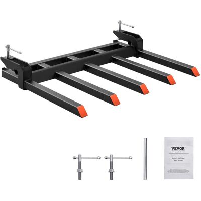 VEVOR - Clamp on Debris Forks to 48" Bucket, 2600 lbs Capacity Heavy Duty Clamp on Pallet Forks Bucket Attachments - Black + Orange VEVOR - Clamp on Debris Forks to 48" Bucket, 2600 lbs Capacity Heavy Duty Clamp on Pallet Forks Bucket Attachments - Black + Orange
