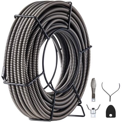 VEVOR - Drain Cleaning Cable 100 Feet x 1/2 Inch Solid Core Cable Sewer Cable Drain Auger Cable Cleaner Snake Clog Pipe Drain VEVOR - Drain Cleaning Cable 100 Feet x 1/2 Inch Solid Core Cable Sewer Cable Drain Auger Cable Cleaner Snake Clog Pipe Drain