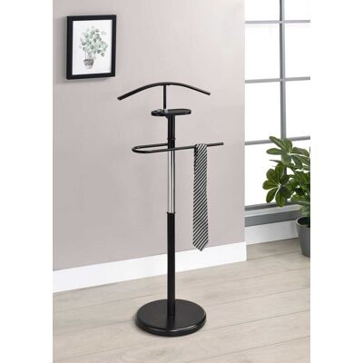 Kings Brand Furniture - Modern Freestanding Valet Stand, Metal Suit Rack with Jacket Hanger, Trouser Bar and Tie Holder - Black/Chrome Kings Brand Furniture - Modern Freestanding Valet Stand, Metal Suit Rack with Jacket Hanger, Trouser Bar and Tie Holder - Black/Chrome