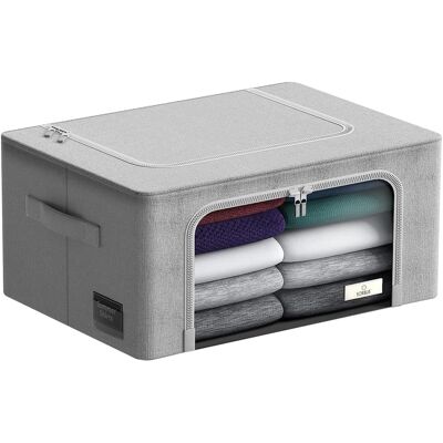 Sorbus - 1 Pack Storage Bins with Metal Frame, Foldable Clothes Organizer Bags, Fabric Containers with Window & Handle - Gray Sorbus - 1 Pack Storage Bins with Metal Frame, Foldable Clothes Organizer Bags, Fabric Containers with Window & Handle - Gray
