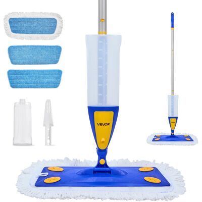 VEVOR - Spray Mop, with 3 Washable Pads for Dry and Wet Floor Cleaning and a 27oz Refillable Water Tank, Microfiber Dust Wet Mop - Blue VEVOR - Spray Mop, with 3 Washable Pads for Dry and Wet Floor Cleaning and a 27oz Refillable Water Tank, Microfiber Dust Wet Mop - Blue
