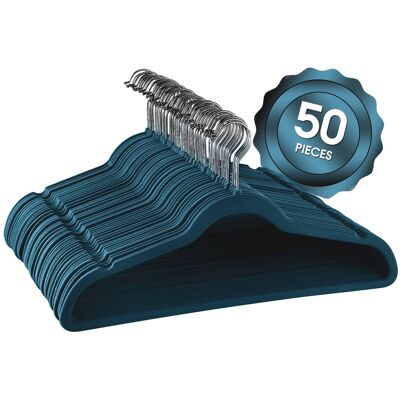 Elama - Home 50 Piece Flocked Velvet Clothes Hangers with Stainless Steel Swivel Hooks - Blue Elama - Home 50 Piece Flocked Velvet Clothes Hangers with Stainless Steel Swivel Hooks - Blue