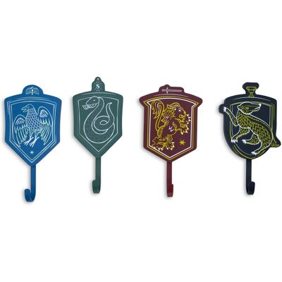 Ukonic - Harry Potter Hogwarts Houses Wall Hooks Storage Rack Set of 4 - Blue Ukonic - Harry Potter Hogwarts Houses Wall Hooks Storage Rack Set of 4 - Blue