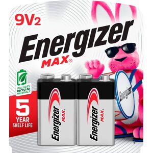 Energizer - MAX 9V Batteries (2 Pack), 9 Volt Alkaline Batteries Energizer - MAX 9V Batteries (2 Pack), 9 Volt Alkaline Batteries