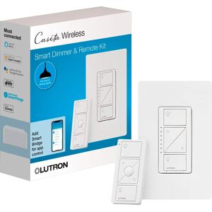 Lutron - Caseta Smart Lighting Dimmer Switch and Remote Kit for Wall and Ceiling Lights - White Lutron - Caseta Smart Lighting Dimmer Switch and Remote Kit for Wall and Ceiling Lights - White