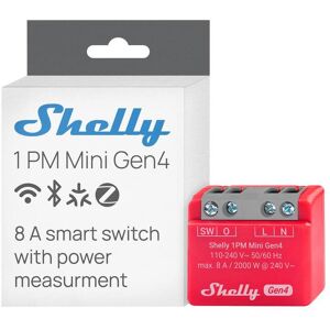 Shelly - 1PM Mini Gen4 8A Smart Relay with Power Measurement (Wi-Fi, Matter & Zigbee) - Red Shelly - 1PM Mini Gen4 8A Smart Relay with Power Measurement (Wi-Fi, Matter & Zigbee) - Red